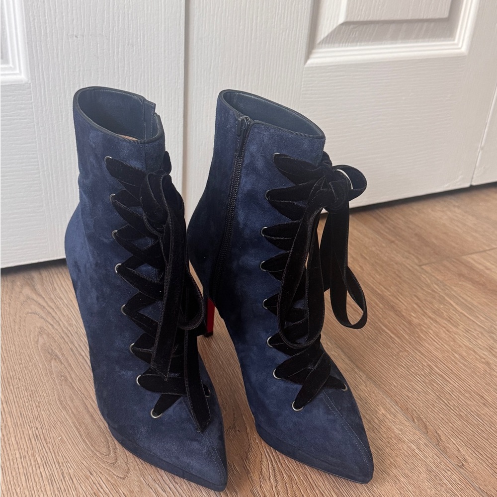 Christian Louboutin Dark Blue Lace-Up Boots